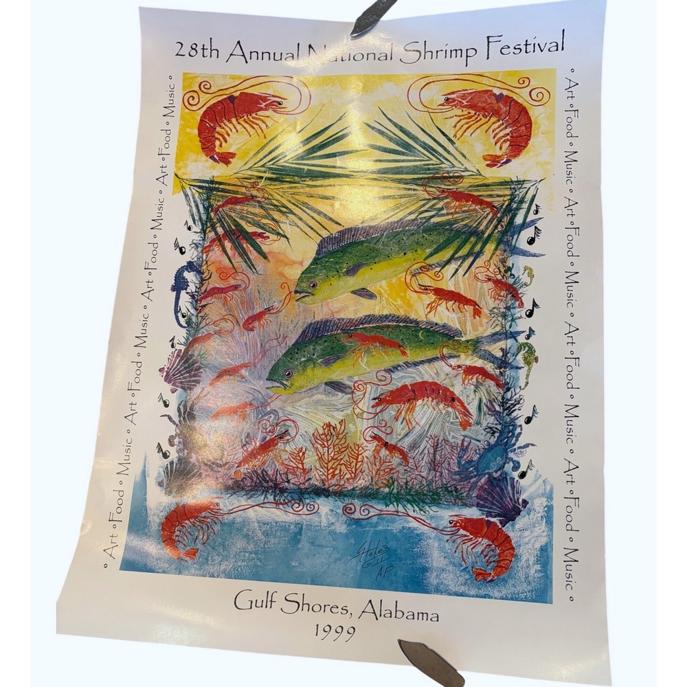 1999 National Shrimp Festival Gulf Shores Alabama Poster Signed Artist Proof AP